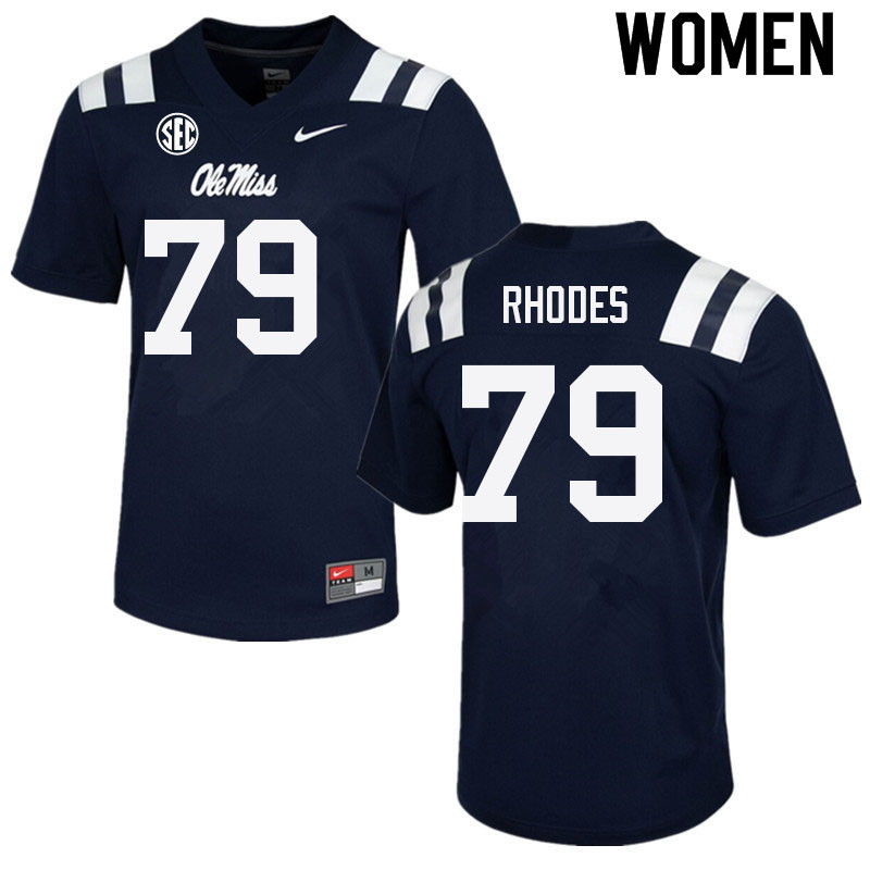 Women #79 Jordan Rhodes Ole Miss Rebels College Football Jerseys Sale-Navy